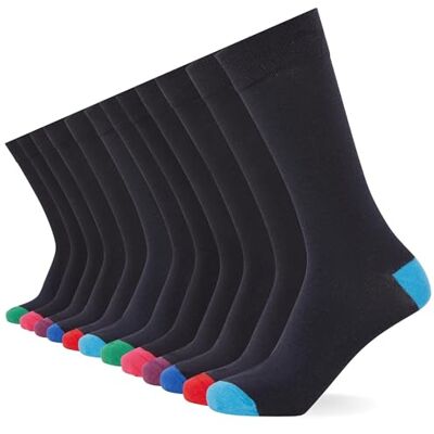 FM London Herren (12er-pack) Smart Mens Socken, Marine/Farbe Ferse & Spitze, 39-46 EU FM London Herren (12er-pack) Smart Mens Socken, Marine/Farbe Ferse & Spitze, 39-46 EU