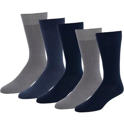 Amazon Essentials Herren-Socken, gerippt, 5 Paar, Dunkelblau/Grau/Marineblau, Größe 40-47 Amazon Essentials Herren-Socken, gerippt, 5 Paar, Dunkelblau/Grau/Marineblau, Größe 40-47