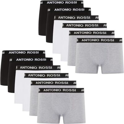 ANTONIO ROSSI Herren (12er-pack) Herren-boxer-hipster Fitted Boxer Hipsters, Schwarz, Grau, Weiß, XXL EU ANTONIO ROSSI Herren (12er-pack) Herren-boxer-hipster Fitted Boxer Hipsters, Schwarz, Grau, Weiß, XXL EU