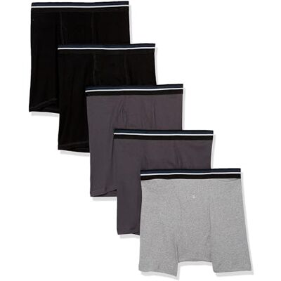 Amazon Essentials Herren Atmungsaktive Boxershorts aus Baumwolle, ohne Etikett, 5er-Pack, Schwarz/Kohlegrau/Grau Meliert, XL Amazon Essentials Herren Atmungsaktive Boxershorts aus Baumwolle, ohne Etikett, 5er-Pack, Schwarz/Kohlegrau/Grau Meliert, XL