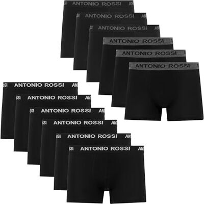 ANTONIO ROSSI Herren (12er-pack) Herren-boxer-hipster Fitted Boxer Hipsters, Schwarz, L EU ANTONIO ROSSI Herren (12er-pack) Herren-boxer-hipster Fitted Boxer Hipsters, Schwarz, L EU