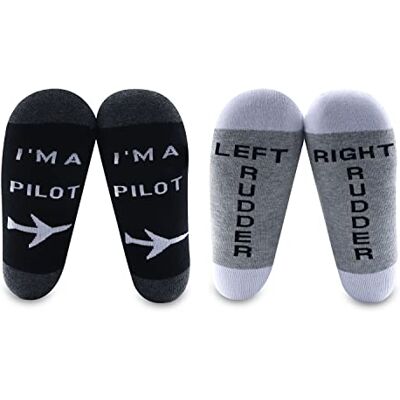 MBMSO Pilot Gifts Socken mit Aufschrift Trust Me I'm a Pilot, Luftfahrt-Geschenke, linker Ruder, rechter Ruder, Socken, Luftfahrt-Themen-Geschenke Schwarz Large MBMSO Pilot Gifts Socken mit Aufschrift Trust Me I'm a Pilot, Luftfahrt-Geschenke, linker Ruder, rechter Ruder, Socken, Luftfahrt-Themen-Geschenke Schwarz Large