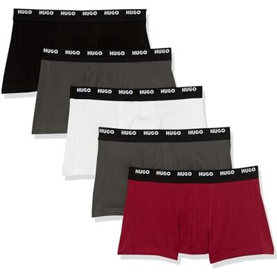 HUGO Herren 5er-Pack Stretch-Baumwoll-Unterhosen Badehose, Stormy Black/Blank White/Burgunderrot/Asphaltgrau/Asphaltgrau, Small HUGO Herren 5er-Pack Stretch-Baumwoll-Unterhosen Badehose, Stormy Black/Blank White/Burgunderrot/Asphaltgrau/Asphaltgrau, Small