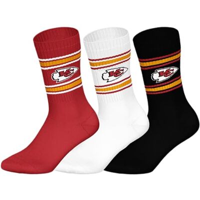 NFL Kansas City Chiefs 3pk Crew Socks RED/WHT/BLK 39/42 NFL Kansas City Chiefs 3pk Crew Socks RED/WHT/BLK 39/42