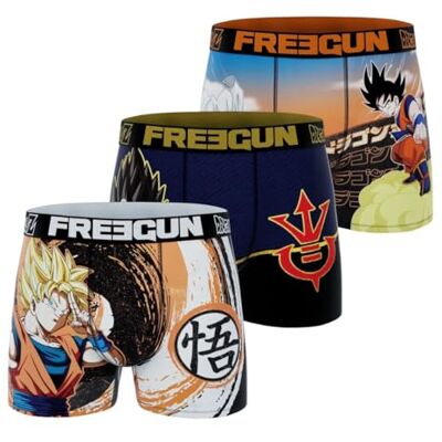 FREEGUN Boxershorts für Kinder, Dragon Ball Z, Boxershorts für Jungen, Goku, Vegeta und Picolo (3 Stück), Orange/Schwarz/Blau, 10-12 Jahre FREEGUN Boxershorts für Kinder, Dragon Ball Z, Boxershorts für Jungen, Goku, Vegeta und Picolo (3 Stück), Orange/Schwarz/Blau, 10-12 Jahre