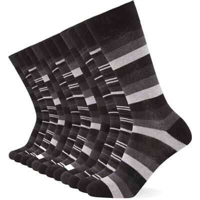 FM London Herren (12er-pack) Smart Mens Socken, Schwarz (Gestreift), 39-46 EU FM London Herren (12er-pack) Smart Mens Socken, Schwarz (Gestreift), 39-46 EU