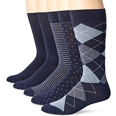 Amazon Essentials Bequeme gemusterte Herrensocken, 5 Paar, Marineblau, Größe 47-48 Amazon Essentials Bequeme gemusterte Herrensocken, 5 Paar, Marineblau, Größe 47-48