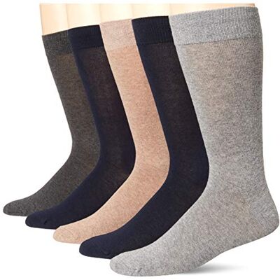 Amazon Essentials Herren Einfarbige Anzugsocken, 5 Paar, Bräunen/Grau/Marineblau, 41-45 Amazon Essentials Herren Einfarbige Anzugsocken, 5 Paar, Bräunen/Grau/Marineblau, 41-45