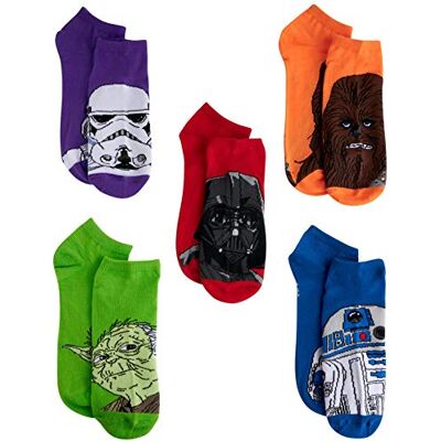 Star Wars Herren Klassische 5er-Pack No Show Lässige Socken, Farblich Sortiert, 43-47 EU Star Wars Herren Klassische 5er-Pack No Show Lässige Socken, Farblich Sortiert, 43-47 EU