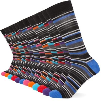 FM London 12er-Pack Smart Mens Socken Atmungsaktive einfarbige, gemusterte und schwarze Socken Herren FM London 12er-Pack Smart Mens Socken Atmungsaktive einfarbige, gemusterte und schwarze Socken Herren