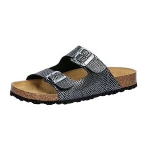 Lico Damen Bioline Platino Pantoletten, Schwarz Silber, 38 EU Lico Damen Bioline Platino Pantoletten, Schwarz Silber, 38 EU
