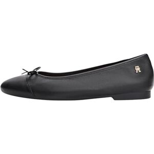 Tommy Hilfiger Damen Ballerinas Toe Cap aus Leder, Schwarz (Black), 39 Tommy Hilfiger Damen Ballerinas Toe Cap aus Leder, Schwarz (Black), 39