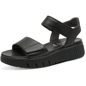 Tamaris Comfort Damen Sandalen flach aus Leder Plateau, Schwarz (Black), 39 EU Tamaris Comfort Damen Sandalen flach aus Leder Plateau, Schwarz (Black), 39 EU
