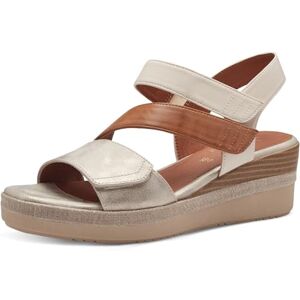 Jana Damen Sandalen mit Keilabsatz mit Klettverschluss Vegan, Mehrfarbig (Beige/Gold), 37 EU Jana Damen Sandalen mit Keilabsatz mit Klettverschluss Vegan, Mehrfarbig (Beige/Gold), 37 EU