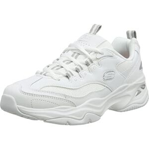 Skechers Damen D'lites 4.0 Fresh Diva Sneaker, Weißes Ledernetz Grauer Rand, 36 EU Skechers Damen D'lites 4.0 Fresh Diva Sneaker, Weißes Ledernetz Grauer Rand, 36 EU