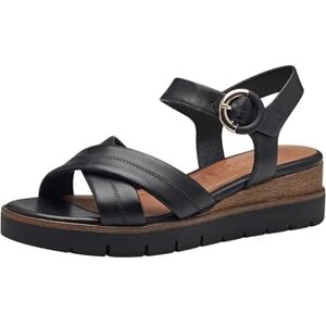 Tamaris Damen Sandalette mit Keilabsatz, schwarz, 36 EU Tamaris Damen Sandalette mit Keilabsatz, schwarz, 36 EU