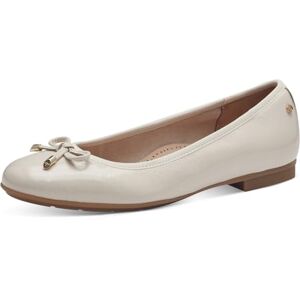 Tamaris Comfort Damen Ballerinas aus Leder mit Schleife, Beige (Creme Patent), 41 EU Tamaris Comfort Damen Ballerinas aus Leder mit Schleife, Beige (Creme Patent), 41 EU