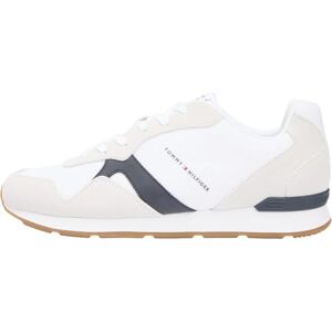 Tommy Hilfiger Herren Runner Sneaker Icon Mix aus Wildleder, Weiß (White), 42 Tommy Hilfiger Herren Runner Sneaker Icon Mix aus Wildleder, Weiß (White), 42