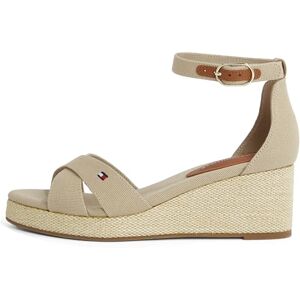 Tommy Hilfiger Damen Wedge Sandalen Flag Criss-Cros Mid mit Knöchelriemen, Beige (Horseradish), 39 Tommy Hilfiger Damen Wedge Sandalen Flag Criss-Cros Mid mit Knöchelriemen, Beige (Horseradish), 39