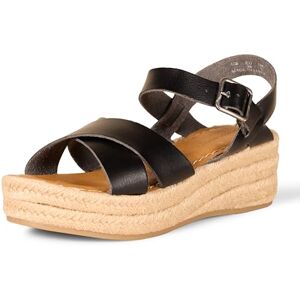 Amazon Essentials Damen Flache Espadrille-Sandale, Schwarz, 44.5 EU Amazon Essentials Damen Flache Espadrille-Sandale, Schwarz, 44.5 EU