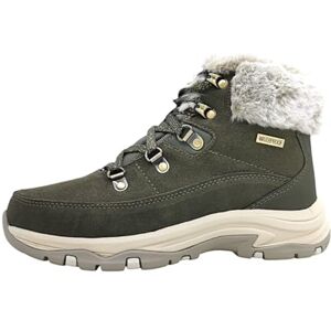 Skechers Damen TregoWalking Schuh, Olivfarbenes Veloursleder, Duraleather-Kunstfell, 38 EU Skechers Damen TregoWalking Schuh, Olivfarbenes Veloursleder, Duraleather-Kunstfell, 38 EU