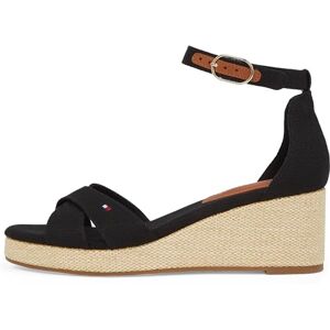 Tommy Hilfiger Damen Wedge Sandalen Flag Criss-Cros Mid mit Knöchelriemen, Schwarz (Black), 38 Tommy Hilfiger Damen Wedge Sandalen Flag Criss-Cros Mid mit Knöchelriemen, Schwarz (Black), 38
