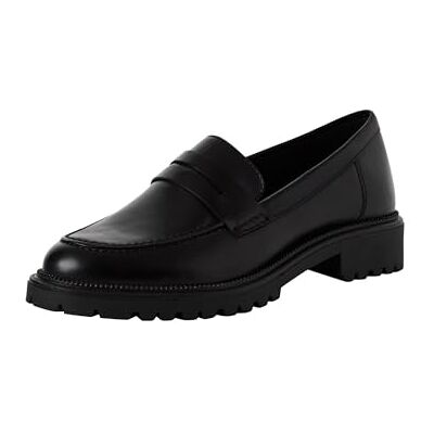 Tamaris Damen Loafer flach Leder, schwarz, 41 EU Tamaris Damen Loafer flach Leder, schwarz, 41 EU