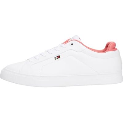 Tommy Hilfiger Damen Vulcanized Sneaker Sporty Low Top, Mehrfarbig (White/Washed Cherry), 40 Tommy Hilfiger Damen Vulcanized Sneaker Sporty Low Top, Mehrfarbig (White/Washed Cherry), 40