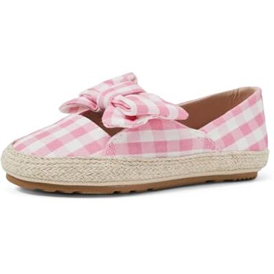 Amazon Essentials x Sofia Grainge Mädchen Espadrilles aus Baumwolle und Jute mit Schleife, Pink Gingham, 19 EU Amazon Essentials x Sofia Grainge Mädchen Espadrilles aus Baumwolle und Jute mit Schleife, Pink Gingham, 19 EU