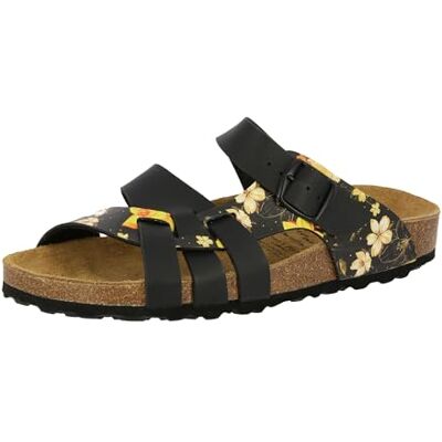 Lico Damen Bioline Flora Hausschuh, Schwarz Gelb, 39 EU Lico Damen Bioline Flora Hausschuh, Schwarz Gelb, 39 EU