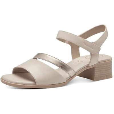Tamaris Comfort Damen Sandalen mit Absatz aus Leder mit Klettverschluss, Beige (Ivory), 37 EU Tamaris Comfort Damen Sandalen mit Absatz aus Leder mit Klettverschluss, Beige (Ivory), 37 EU