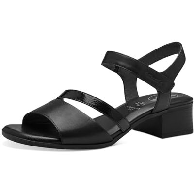 Tamaris Comfort Damen Sandalen mit Absatz aus Leder mit Klettverschluss, Schwarz (Black), 37 EU Tamaris Comfort Damen Sandalen mit Absatz aus Leder mit Klettverschluss, Schwarz (Black), 37 EU