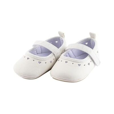 Sterntaler Baby Ballerinas Herz – Baby Schuhe aus Kunstleder mit Klettverschluss – Kleinkind Mädchen Schuh festlich mit Herzen-Tupfen-Bordüre und rutschfester Sohle – Größe 16, Farbe weiß Sterntaler Baby Ballerinas Herz – Baby Schuhe aus Kunstleder mit Klettverschluss – Kleinkind Mädchen Schuh festlich mit Herzen-Tupfen-Bordüre und rutschfester Sohle – Größe 16, Farbe weiß