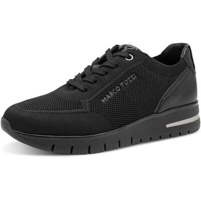 MARCO TOZZI Damen Sneaker flach mit Wechselfußbett Sportlich, Schwarz (Black Comb), 41 EU MARCO TOZZI Damen Sneaker flach mit Wechselfußbett Sportlich, Schwarz (Black Comb), 41 EU