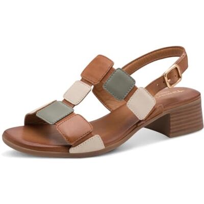 Tamaris Comfort Damen Sandalen mit Absatz aus Leder mit verstellbarem Riemen Tamaris Comfort Damen Sandalen mit Absatz aus Leder mit verstellbarem Riemen