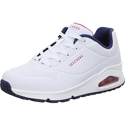Skechers Damen UNO Stand ON AIR Sneakers, WNVR White Durabuck / navy & red trimm, 36 EU Skechers Damen UNO Stand ON AIR Sneakers, WNVR White Durabuck / navy & red trimm, 36 EU
