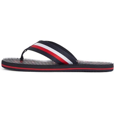 Tommy Hilfiger Herren Flip Flops Massage Beach Sandal mit Logo, Blau (Desert Sky), 45 Tommy Hilfiger Herren Flip Flops Massage Beach Sandal mit Logo, Blau (Desert Sky), 45