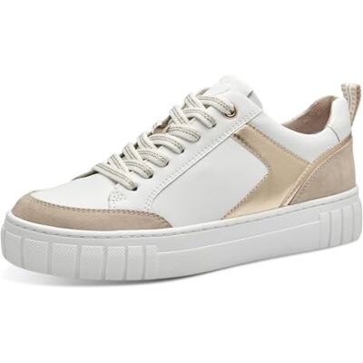 MARCO TOZZI Damen Wedge Sneaker mit Reißverschluss Vegan, Mehrfarbig (White/Dune), 40 EU MARCO TOZZI Damen Wedge Sneaker mit Reißverschluss Vegan, Mehrfarbig (White/Dune), 40 EU