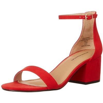 Amazon Essentials Damen Sandaletten mit Absatz und Zwei Riemchen, Kräftiges Mohnrot, 38.5 EU Weit Amazon Essentials Damen Sandaletten mit Absatz und Zwei Riemchen, Kräftiges Mohnrot, 38.5 EU Weit