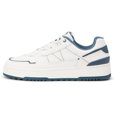 Marc O' Polo Marc OߴPolo Herren Sneaker flach aus Leder mit Gummilaufsohle, Weiß (White/Storm), 44 Marc O' Polo Marc OߴPolo Herren Sneaker flach aus Leder mit Gummilaufsohle, Weiß (White/Storm), 44