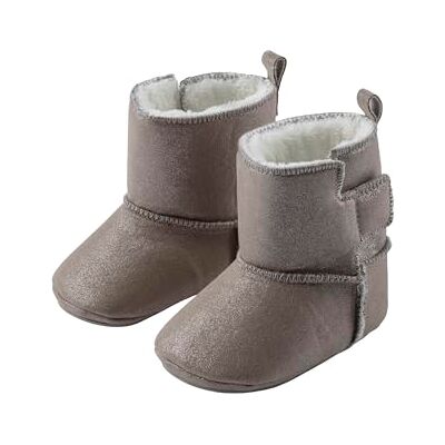 Sterntaler Babyschuh aus gewebtem Velour, Mädchen mit aufgenähter und rutschfester Sohle mit Klettverschluss gefüttert mit Teddyflausch, beige, 16 Sterntaler Babyschuh aus gewebtem Velour, Mädchen mit aufgenähter und rutschfester Sohle mit Klettverschluss gefüttert mit Teddyflausch, beige, 16