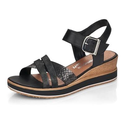 Remonte Damen Keilsandalen D6454, Frauen Sandalen,Keilabsatz,Wedge-Heel,Sommerschuhe,Freizeitschuhe,offene Schuhe,Strandschuhe,schwarz Kombi (00),39 EU Remonte Damen Keilsandalen D6454, Frauen Sandalen,Keilabsatz,Wedge-Heel,Sommerschuhe,Freizeitschuhe,offene Schuhe,Strandschuhe,schwarz Kombi (00),39 EU