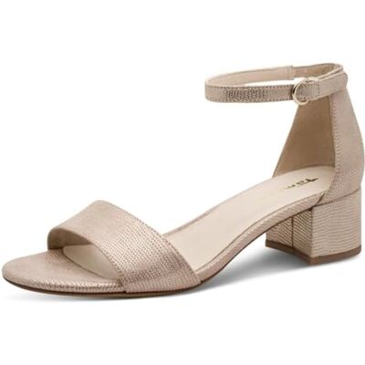 Tamaris Damen Sandalette mit Blockabsatz, metallic, 38 EU Tamaris Damen Sandalette mit Blockabsatz, metallic, 38 EU