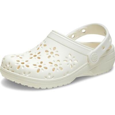 Crocs Unisex Kinder Classic Floral Cut Out Clog K Clog, Chalk, 32/33 EU Crocs Unisex Kinder Classic Floral Cut Out Clog K Clog, Chalk, 32/33 EU
