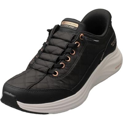 Skechers Damen Contour Foam Golden Hour Slip-InTurnschuhe, Black Mesh/Duraleather/Leather/Rose Gold Trim, 38 EU Skechers Damen Contour Foam Golden Hour Slip-InTurnschuhe, Black Mesh/Duraleather/Leather/Rose Gold Trim, 38 EU