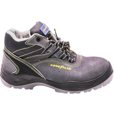 Goodyear Sicherheitsschuhe graues Spaltleder hohe Festigkeit antibakterielles Futter herausnehmbare Innensohle Größe 36, grau, 42 EU Goodyear Sicherheitsschuhe graues Spaltleder hohe Festigkeit antibakterielles Futter herausnehmbare Innensohle Größe 36, grau, 42 EU