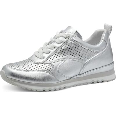 MARCO TOZZI Damen Sneaker flach mit Schnürsenkeln Vegan, Silber (Silver), 39 EU MARCO TOZZI Damen Sneaker flach mit Schnürsenkeln Vegan, Silber (Silver), 39 EU