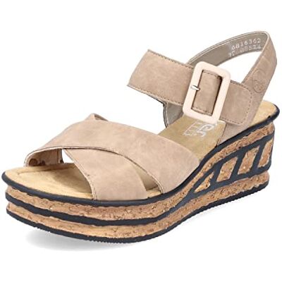 Rieker Damen Plateausandalen 68163, Frauen Sandalen,Strandschuhe,Plateausandaletten,Dicke,Sohle,bequem,Sommerschuhe,offene,beige (62),37 EU / 4 UK Rieker Damen Plateausandalen 68163, Frauen Sandalen,Strandschuhe,Plateausandaletten,Dicke,Sohle,bequem,Sommerschuhe,offene,beige (62),37 EU / 4 UK