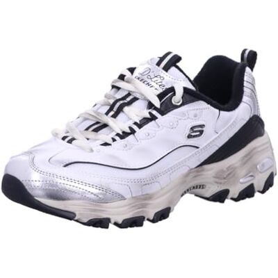 Skechers D'Lites Biggest Fan Fashion Sneaker für Damen, Weiß, Schwarz, Silber, 38 EU Skechers D'Lites Biggest Fan Fashion Sneaker für Damen, Weiß, Schwarz, Silber, 38 EU