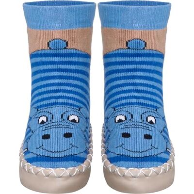 Playshoes Jungen Unisex Kinder Hüttenschuh Socken, blau-Nilpferd, 17/18 EU Playshoes Jungen Unisex Kinder Hüttenschuh Socken, blau-Nilpferd, 17/18 EU